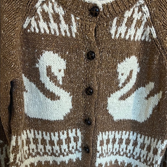 Kimchi Blue Brown and Cream Swan Cardigan - Picture 3 of 6